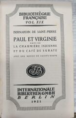 Bibliotheque Française - Paul Et Virgine - 1921 Basım