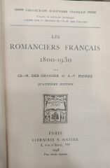Les Romanciers Français 1800 - 1930 - CH-M Des Granges & A-V. Pierre