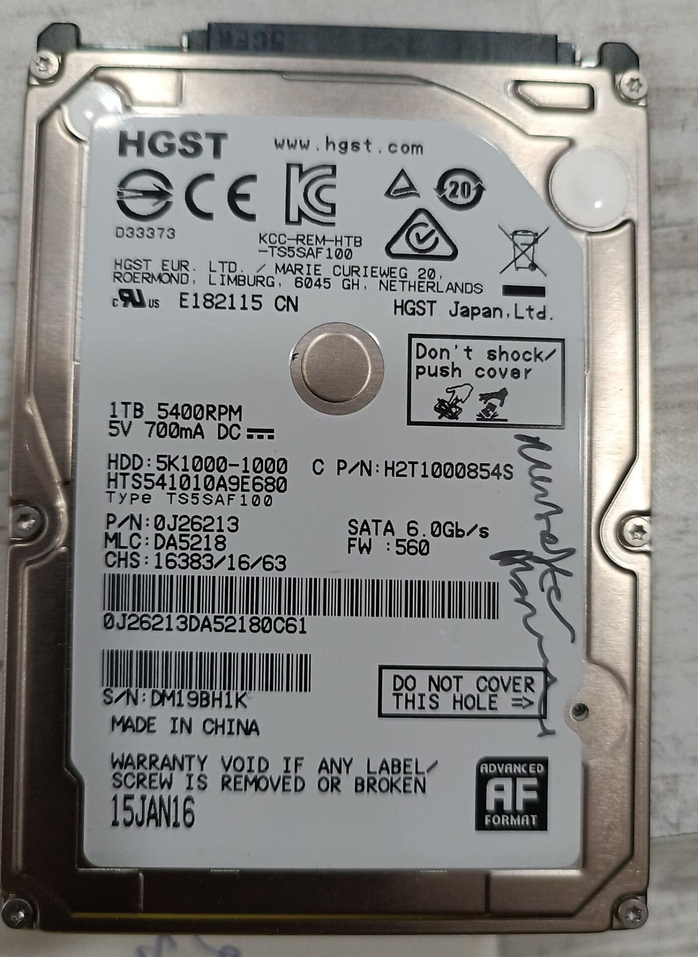1 Tb HGST 2.5 Hdd