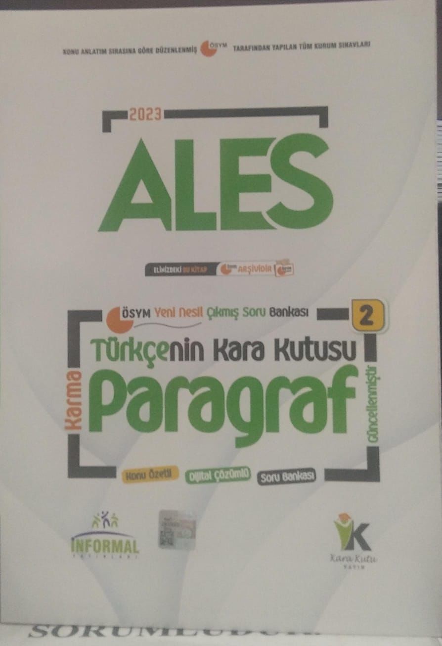 ALES Türkçenin Kara Kutusu Paragraf Konu Özetli Soru Bankası - 2