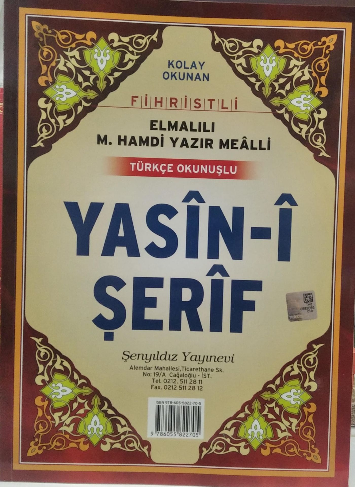 Elmalılı M. Hamdi Yazır Mealli Türkçe Okunuşlu Yasin i Şerif / Büyük Boy