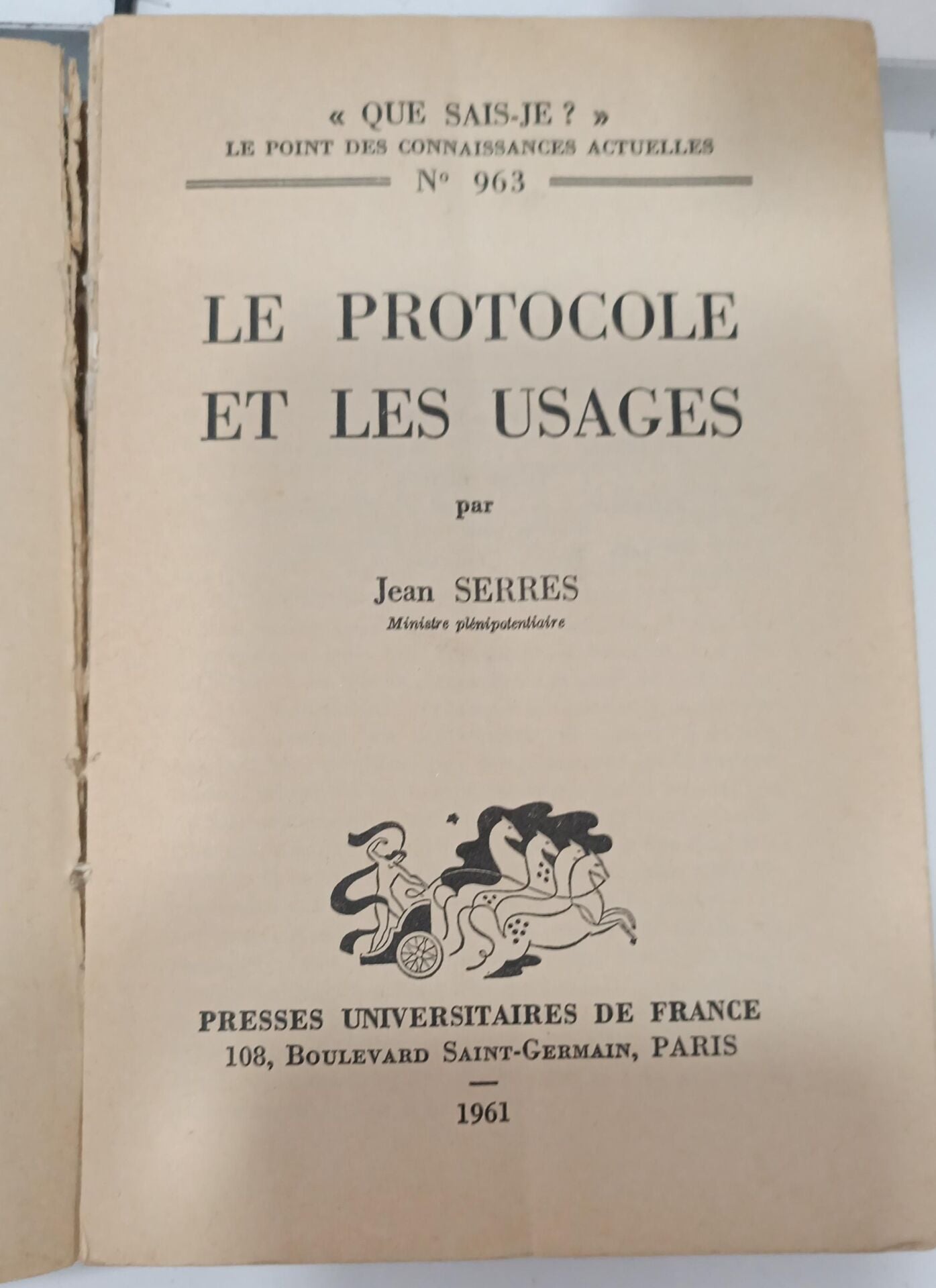 Jean Serres - Le Protocole et les Usages