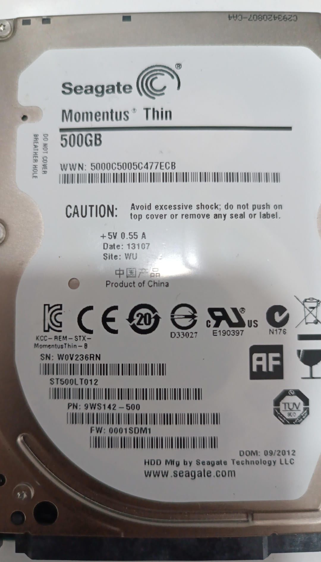Seagate Momentus Thin 500 GB 2.5 HDD