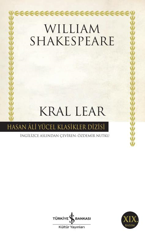 Kral Lear Hasan Ali Yücel - William Shakespeare