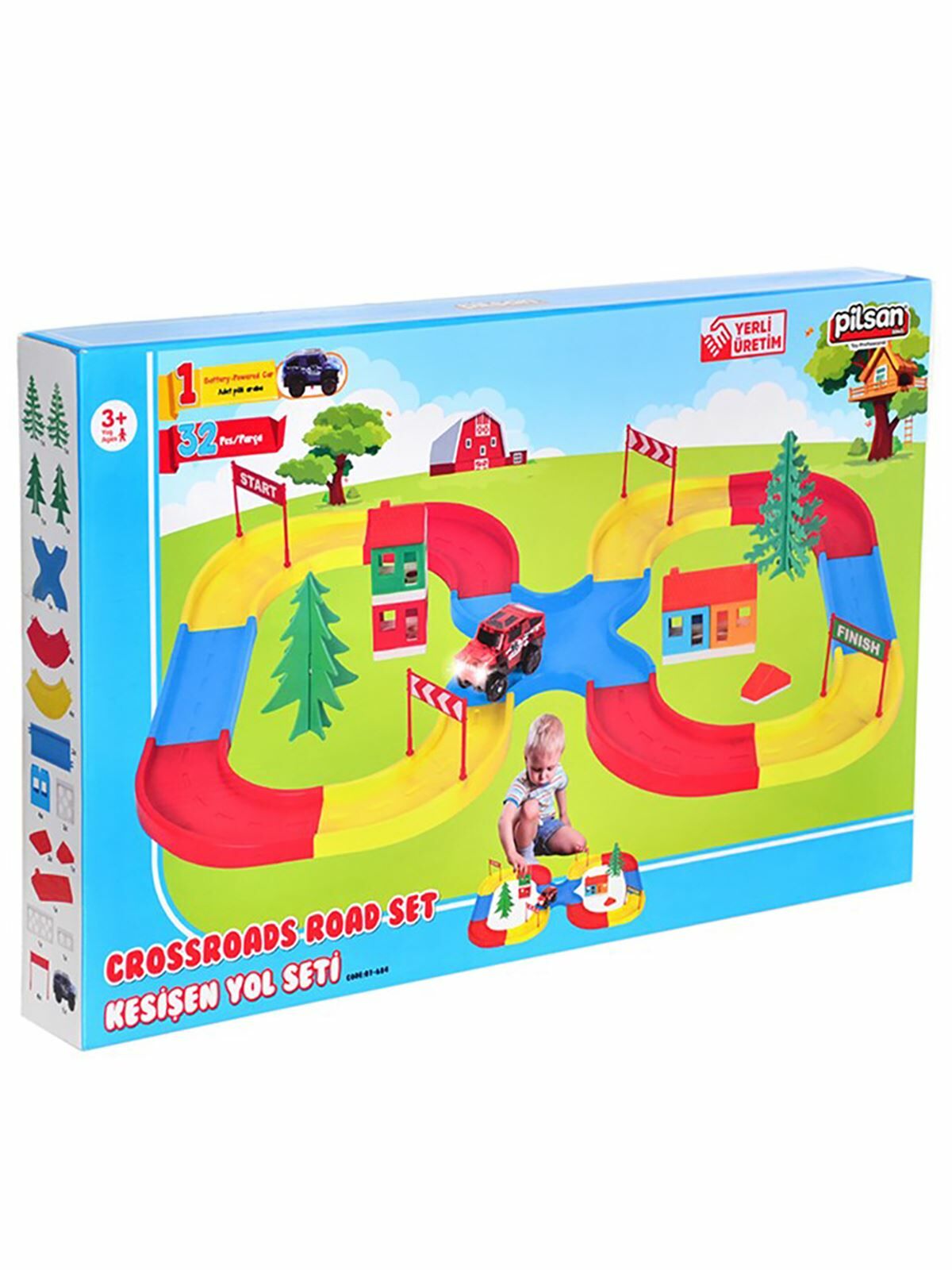 Pilsan Kesişen Yol Seti ve Araba Unisex 3+ yaş oyuncak
