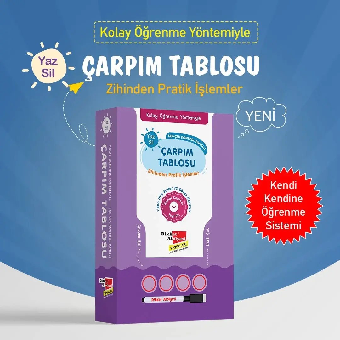 Kolay Öğrenme Yöntemiyle - Yaz Sil - Çarpım Tablosu Oyunu