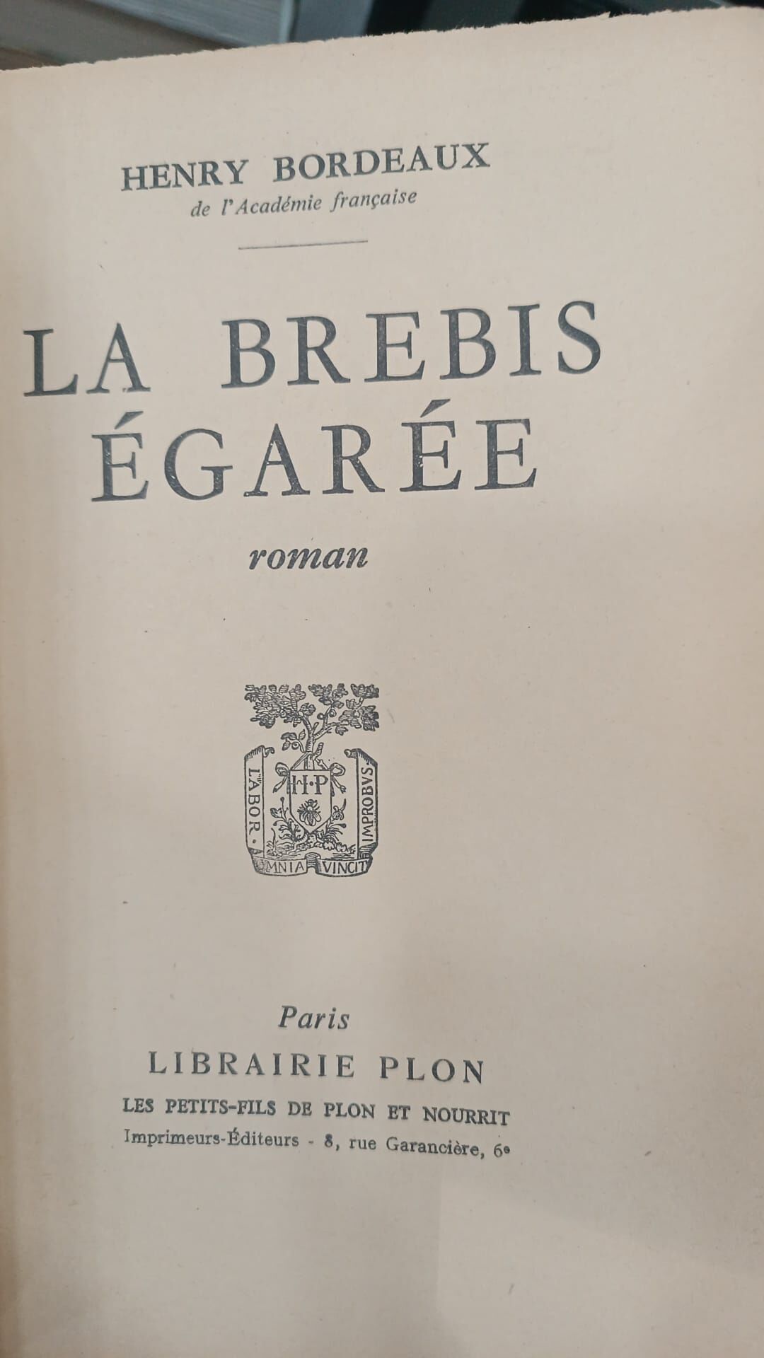 La Brebis Egaree - Henry Bordeaux - Copyright 1953